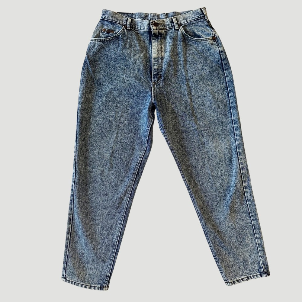 Vintage Lee High Waisted Mom Jeans Acid‎ Wash Tapered Blue Sz 10 PET USA Y2K 90s